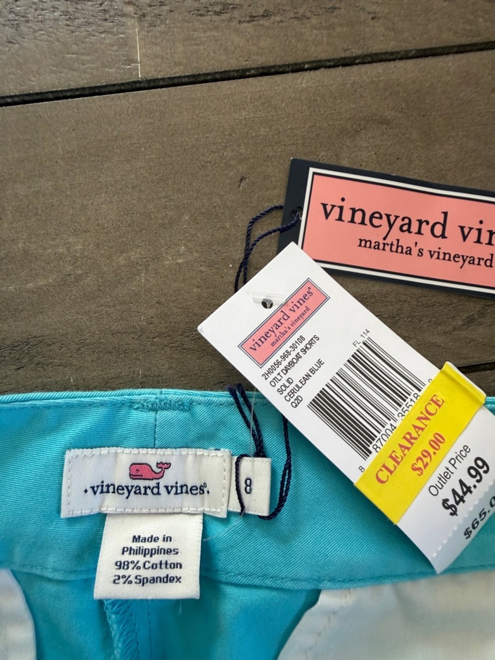 Vineyard Vine’s Women’s Dayboat Shorts Sid Cerulean Blue Size 8 - Picture 6 of 6